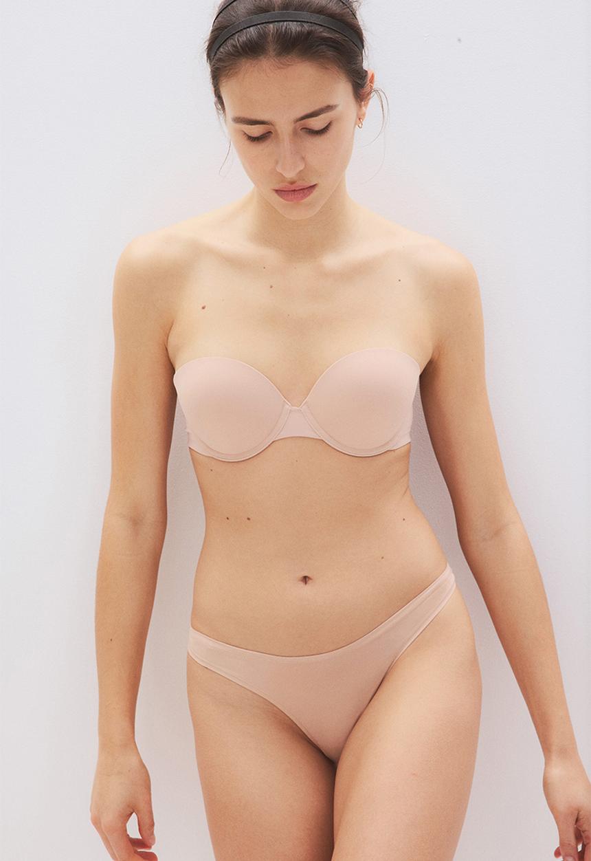 H&M - Push-up microfibre balconette bra - beige