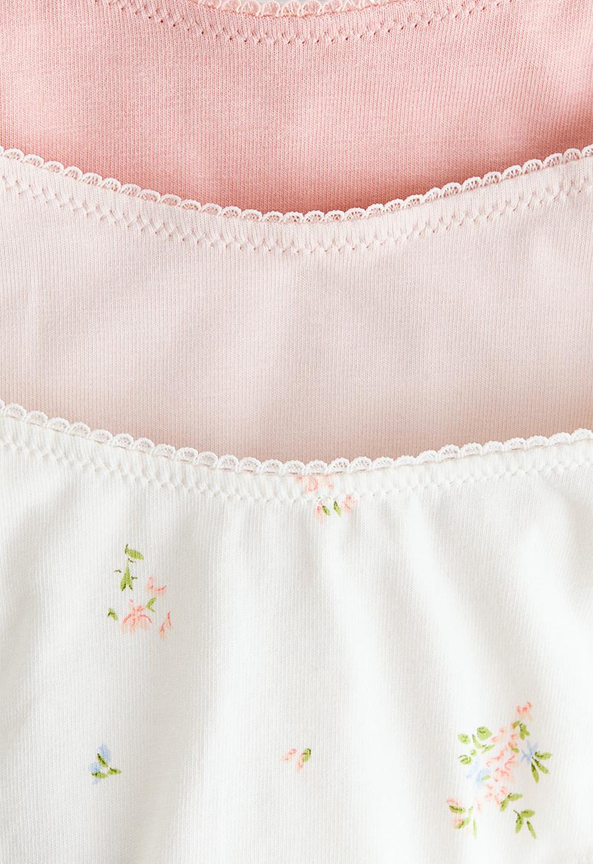 H&M - 3-Pack cotton thong briefs - white/light pink