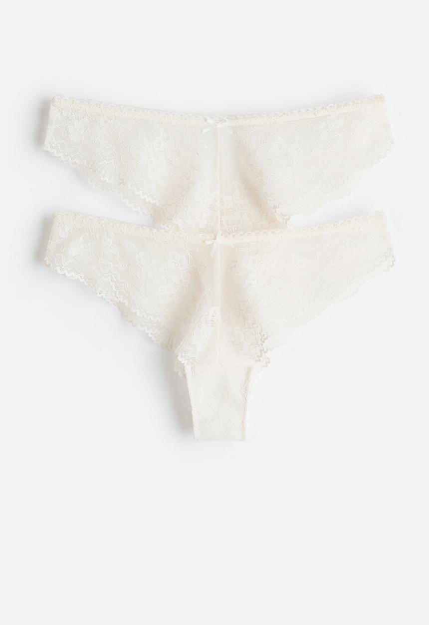 H&M - 2-pack lace brazilian briefs - white