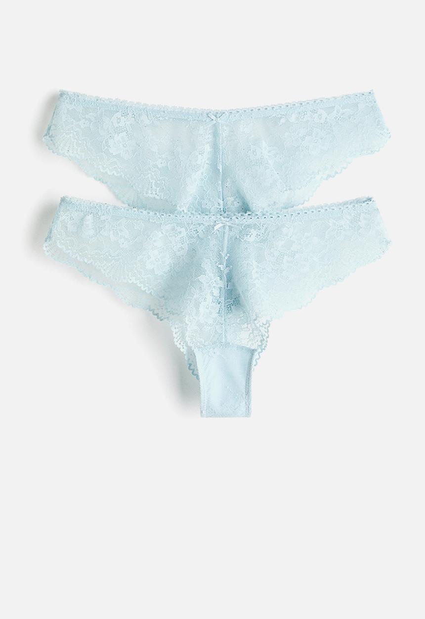 H&M - 2-pack lace brazilian briefs - light turquoise