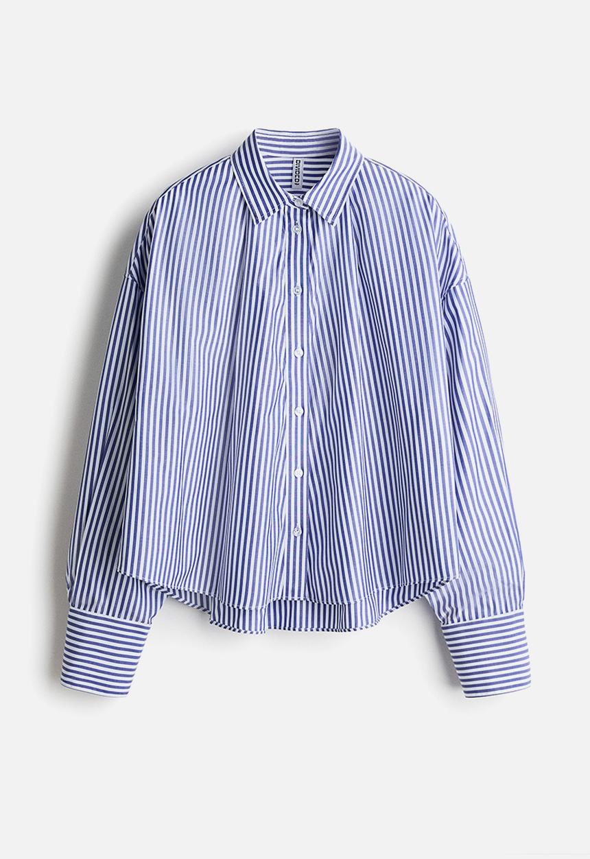 H&M - Loose-fit shirt - blue/white striped