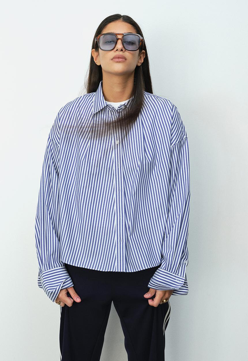 H&M - Loose-fit shirt - blue/white striped