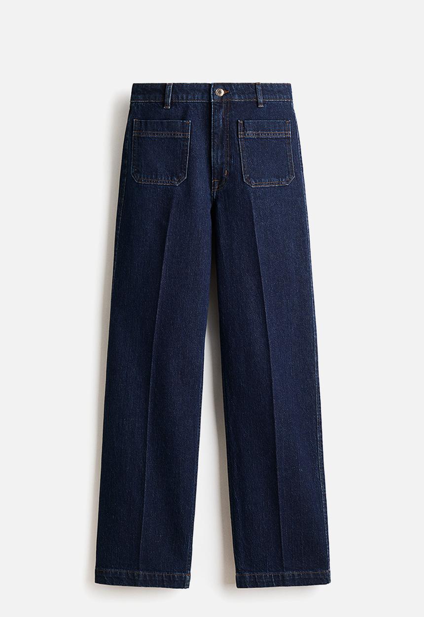 H&M - Wide high jeans - navy denim blue