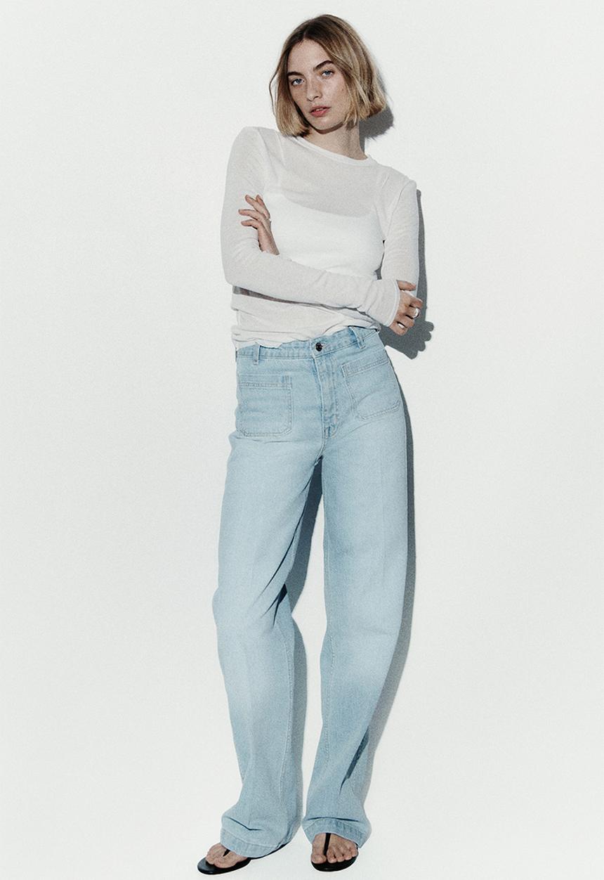 H&M - Wide high jeans - light denim blue