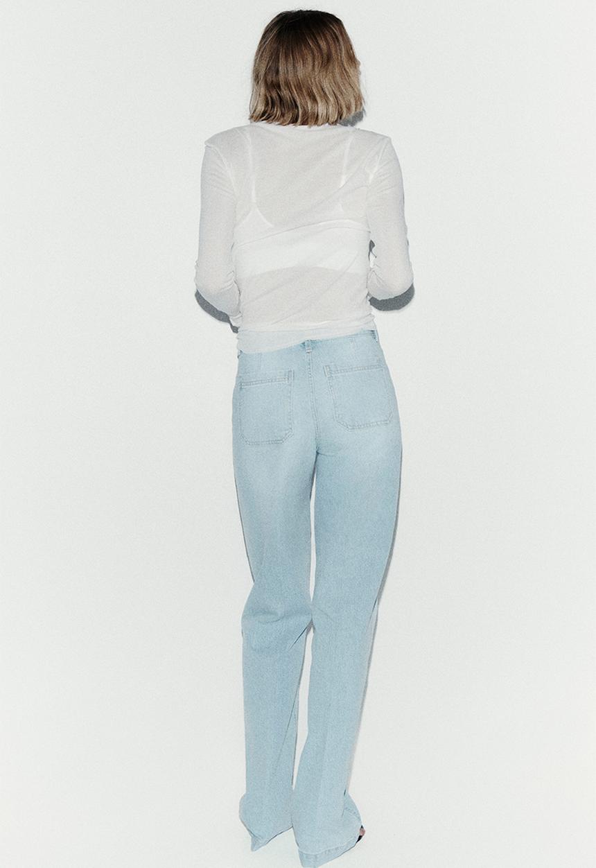 H&M - Wide high jeans - light denim blue
