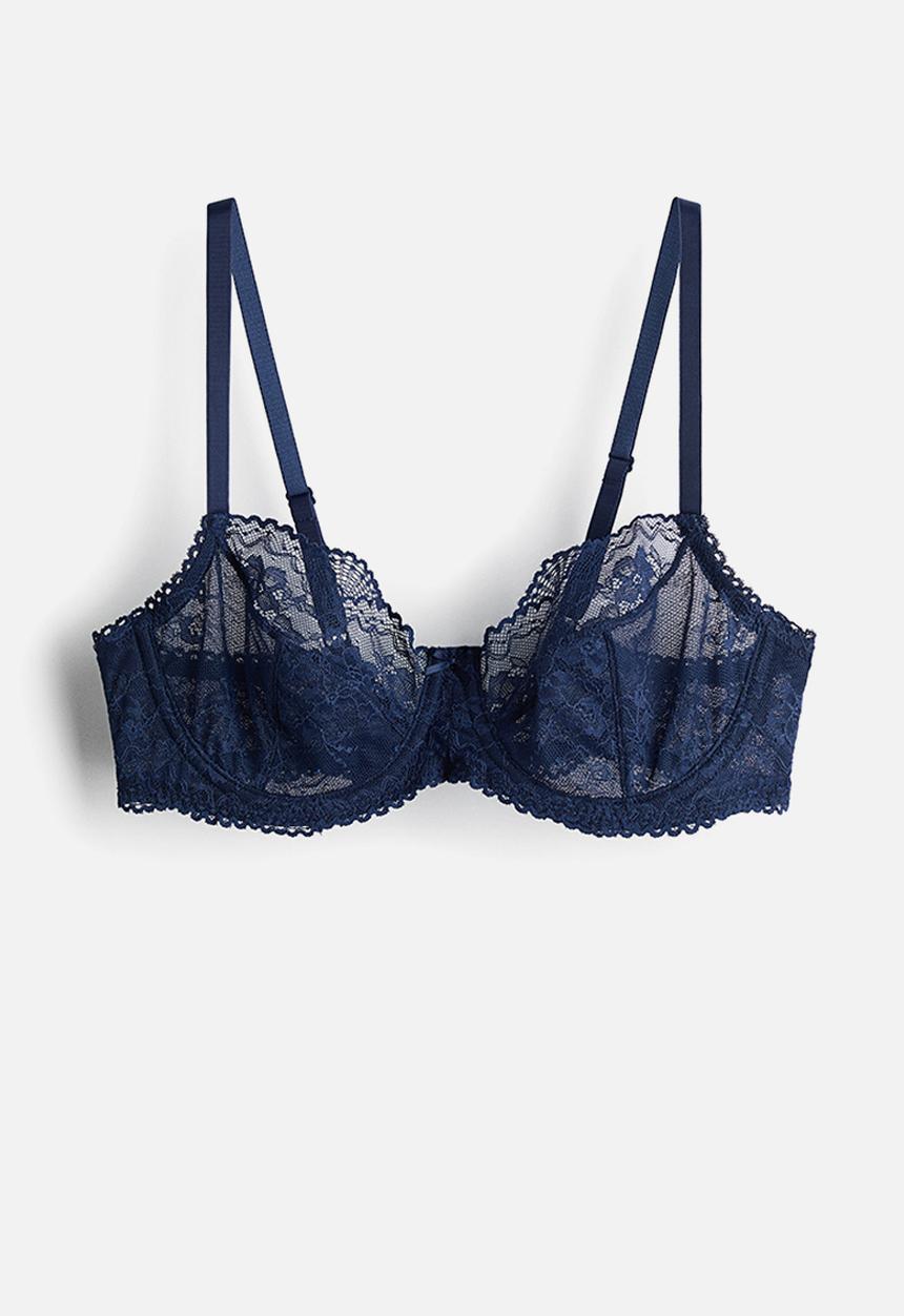 H&M - Underwired lace bra - dark blue