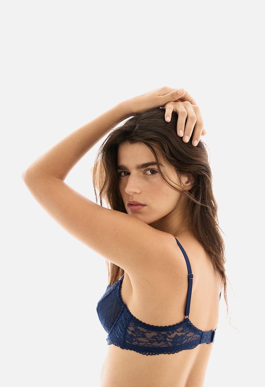 H&M - Underwired lace bra - dark blue