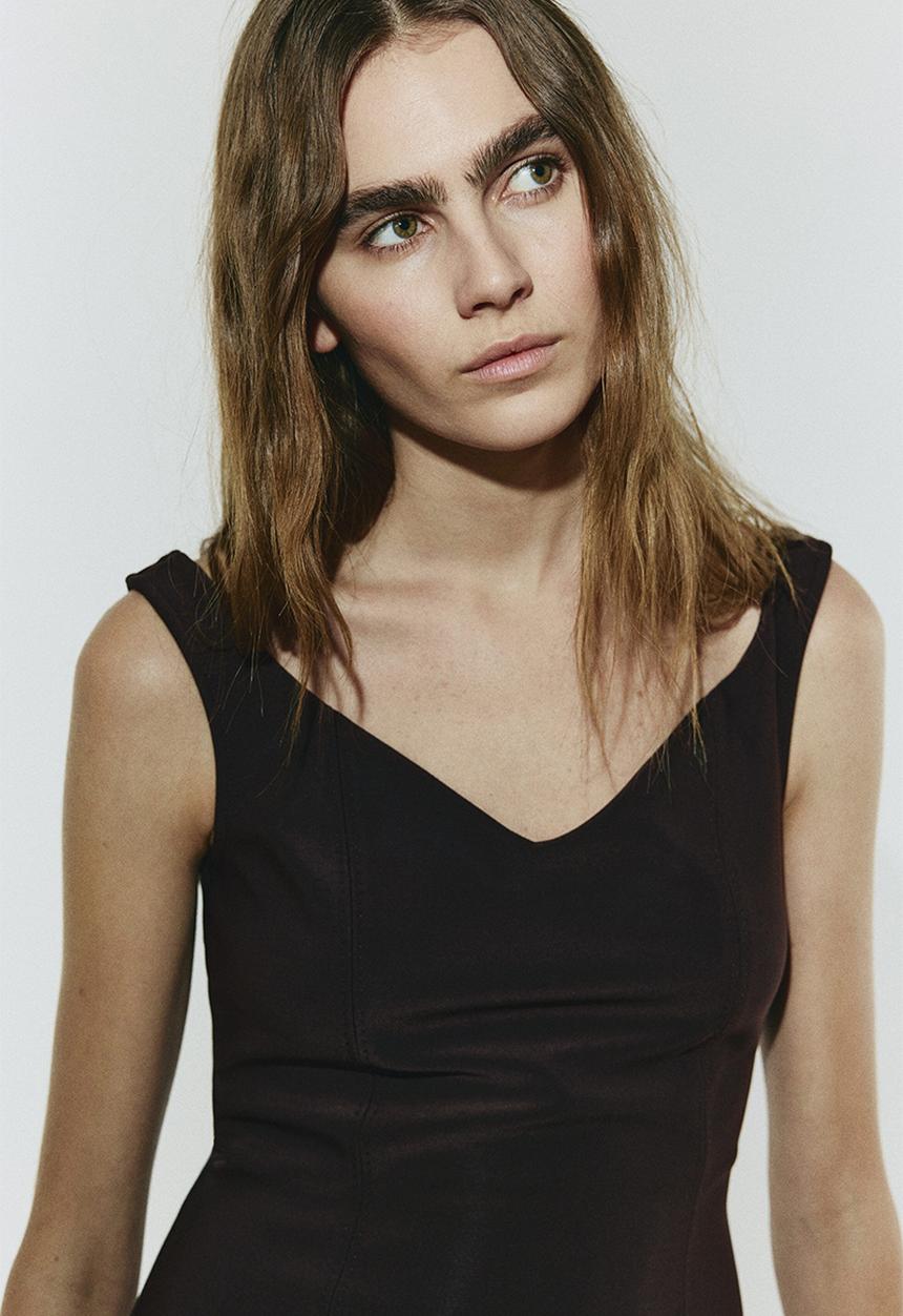 H&M - Off-the-shoulder jersey dress - dark brown