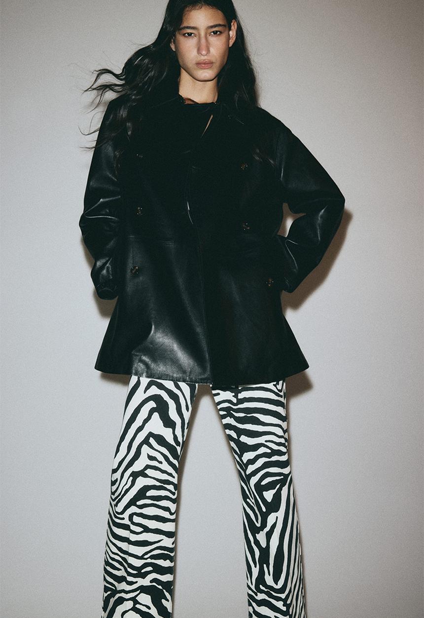 H&M - Canvas trousers - white/zebra print