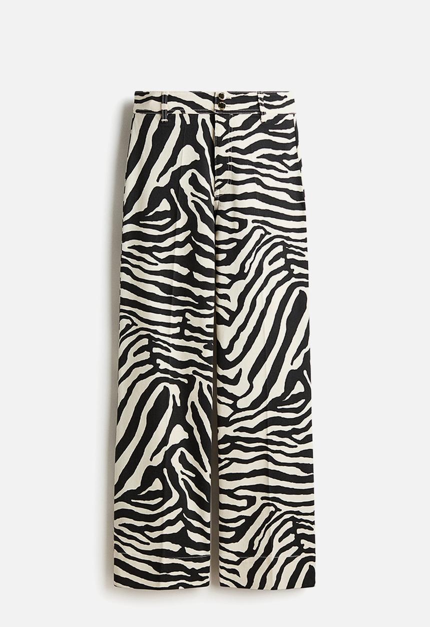 H&M - Canvas trousers - white/zebra print