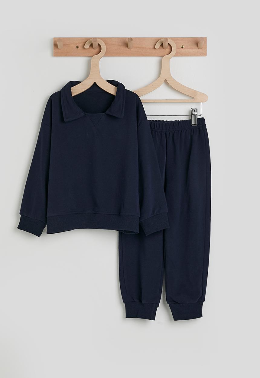 Pop Candy - Johnny collar sweatshirt with joggers - dark navy