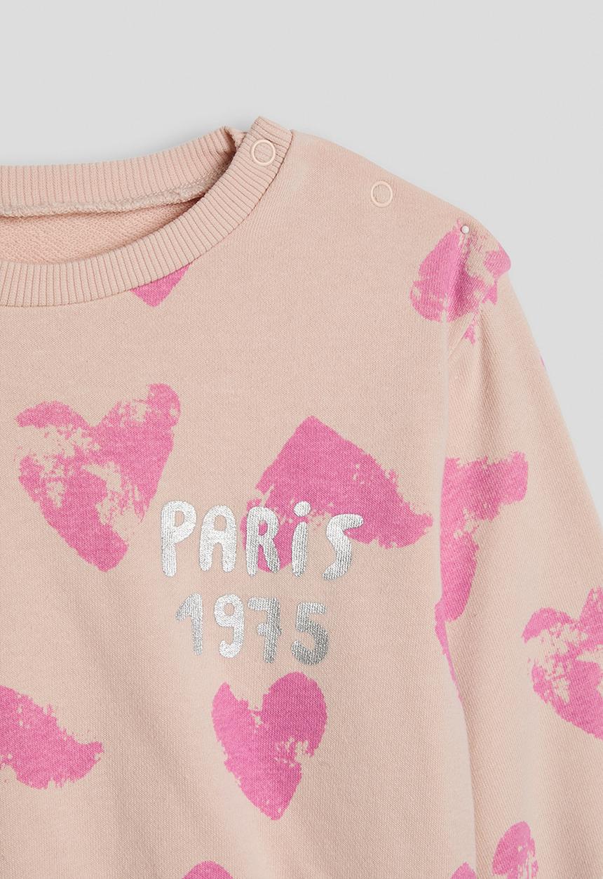 Pop Candy - Heart aop sweatshirt with ribbed leggings - pink