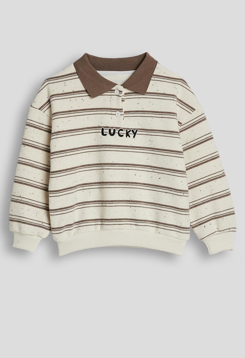 Pop Candy - Rugby jersey-style sweatshirt - cream/brown stripes