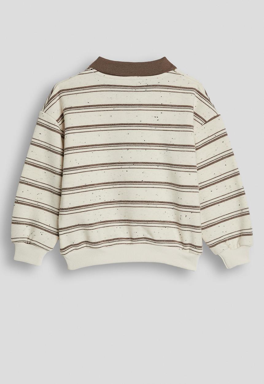 Pop Candy - Rugby jersey-style sweatshirt - cream/brown stripes