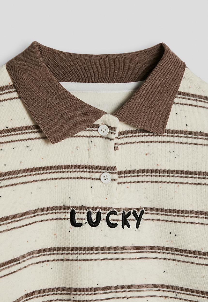 Pop Candy - Rugby jersey-style sweatshirt - cream/brown stripes