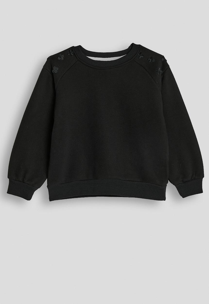 Pop Candy - Floral applique detail sweatshirt with drawstring sweatpants - black