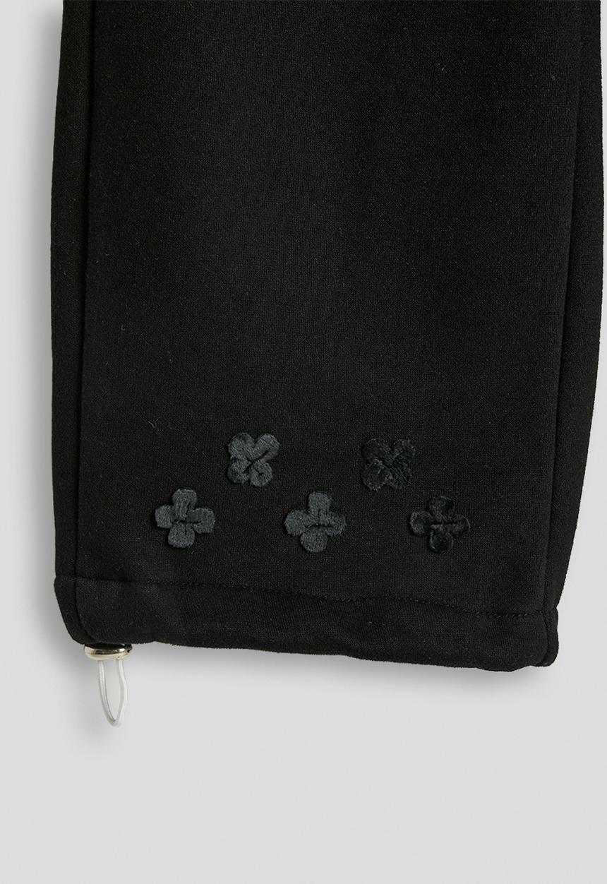 Pop Candy - Floral applique detail sweatshirt with drawstring sweatpants - black
