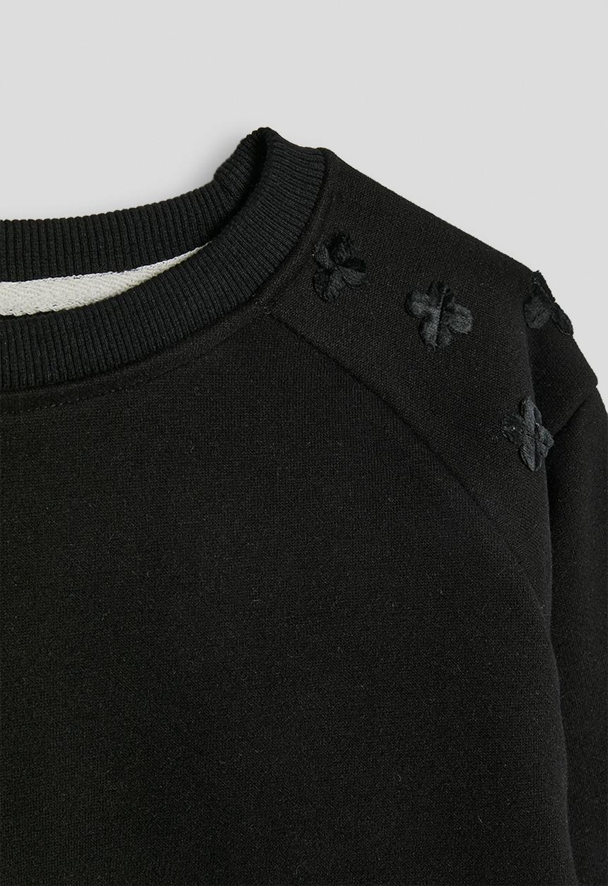 Pop Candy - Floral applique detail sweatshirt with drawstring sweatpants - black