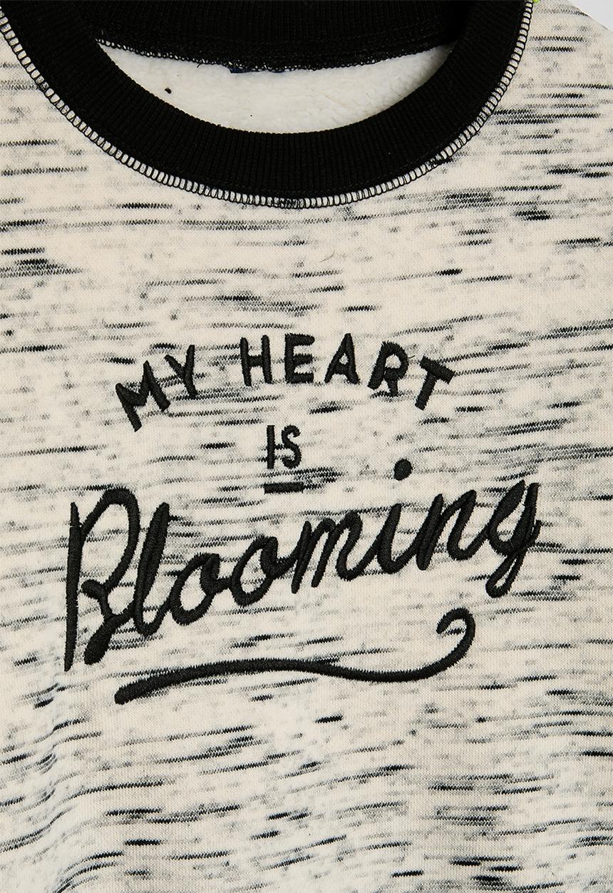 Pop Candy - Melange slogan print sweatshirt - barley/black