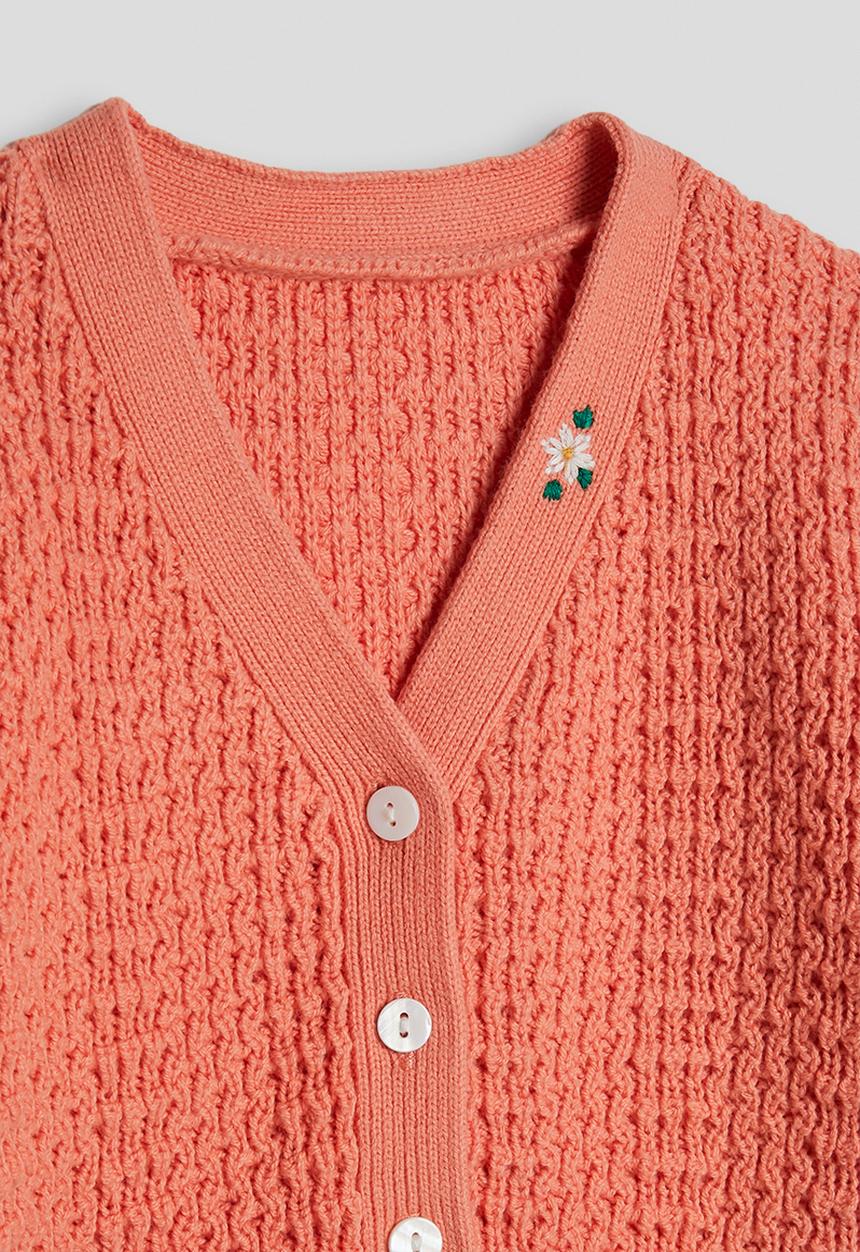 Pop Candy - Textured knit cardigan - coral pink