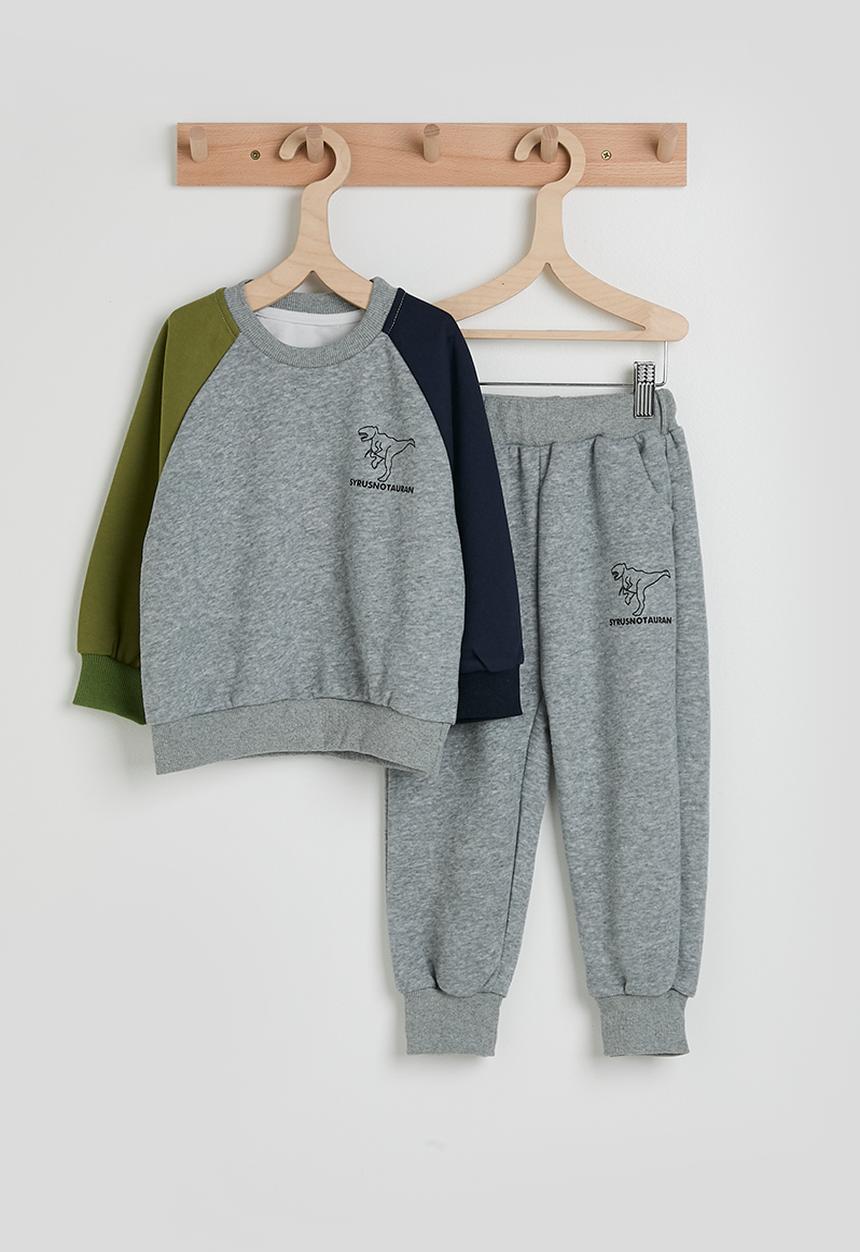 Colour block sweatshirt with joggers - grey/multi