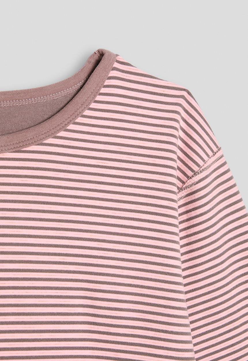 Pop Candy - Long sleeved tee & pants pj set - pink stripes/mauve