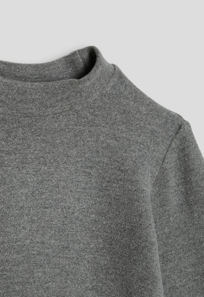 Pop Candy - Brushed cotton mock neck top - grey