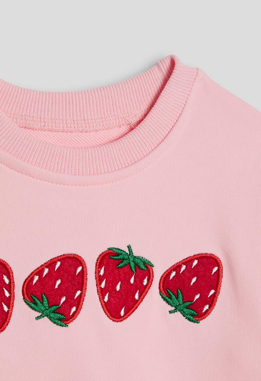 Pop Candy - Embroidered strawberry sweatshirt & joggers - pink