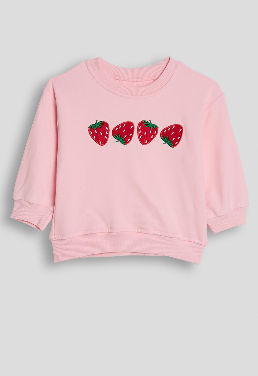 Pop Candy - Embroidered strawberry sweatshirt & joggers - pink