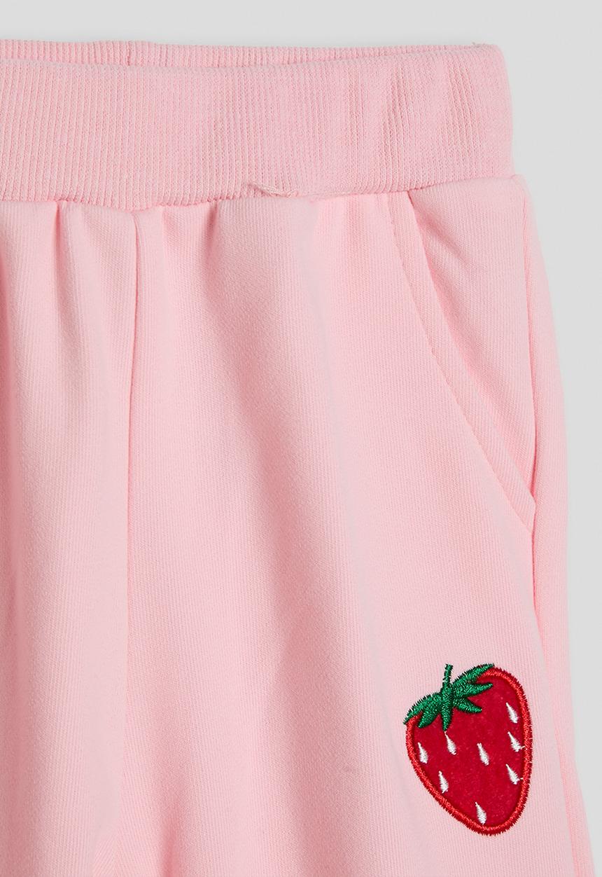 Pop Candy - Embroidered strawberry sweatshirt & joggers - pink