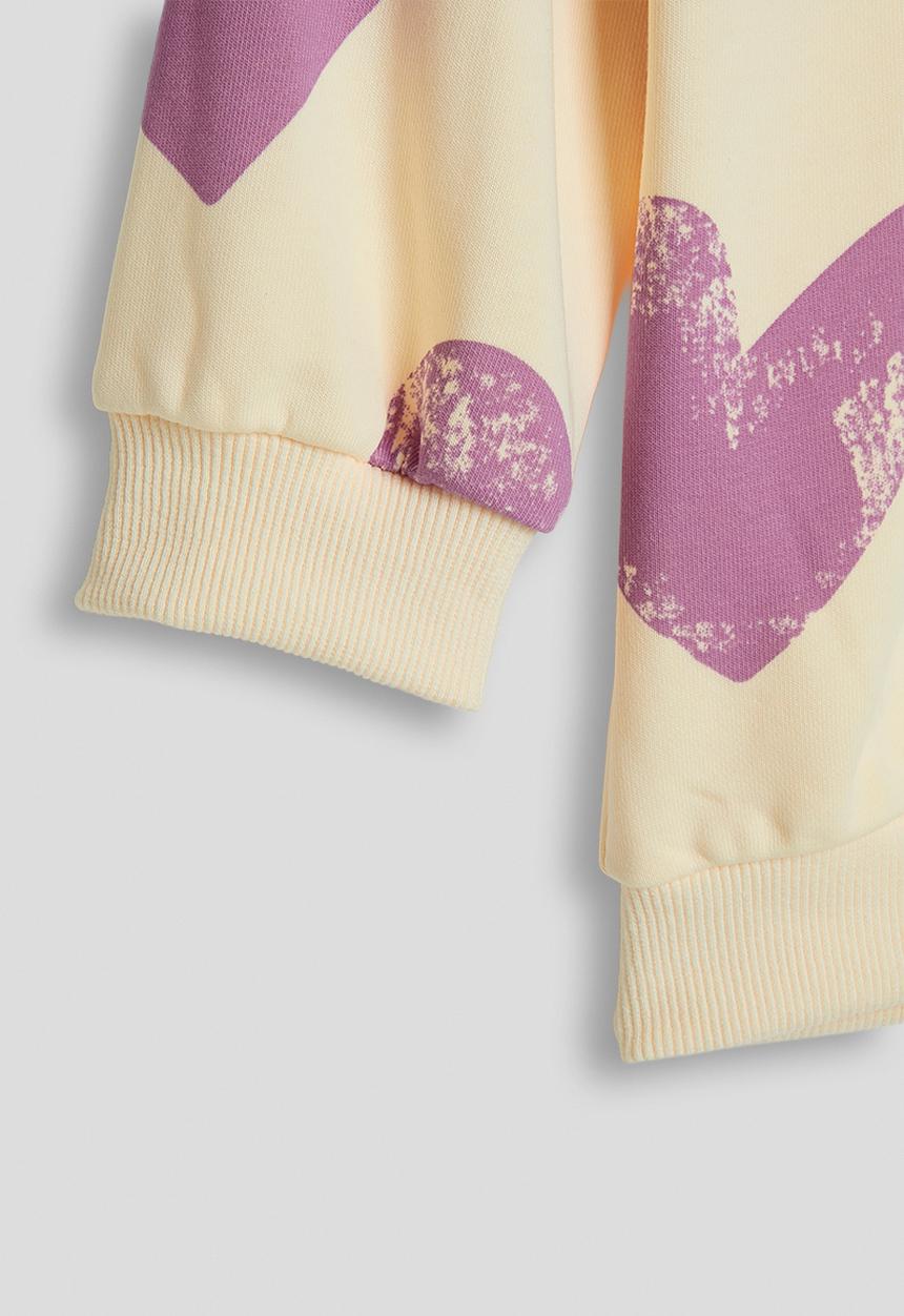 Pop Candy - Heart aop sweatshirt - barley/light purple