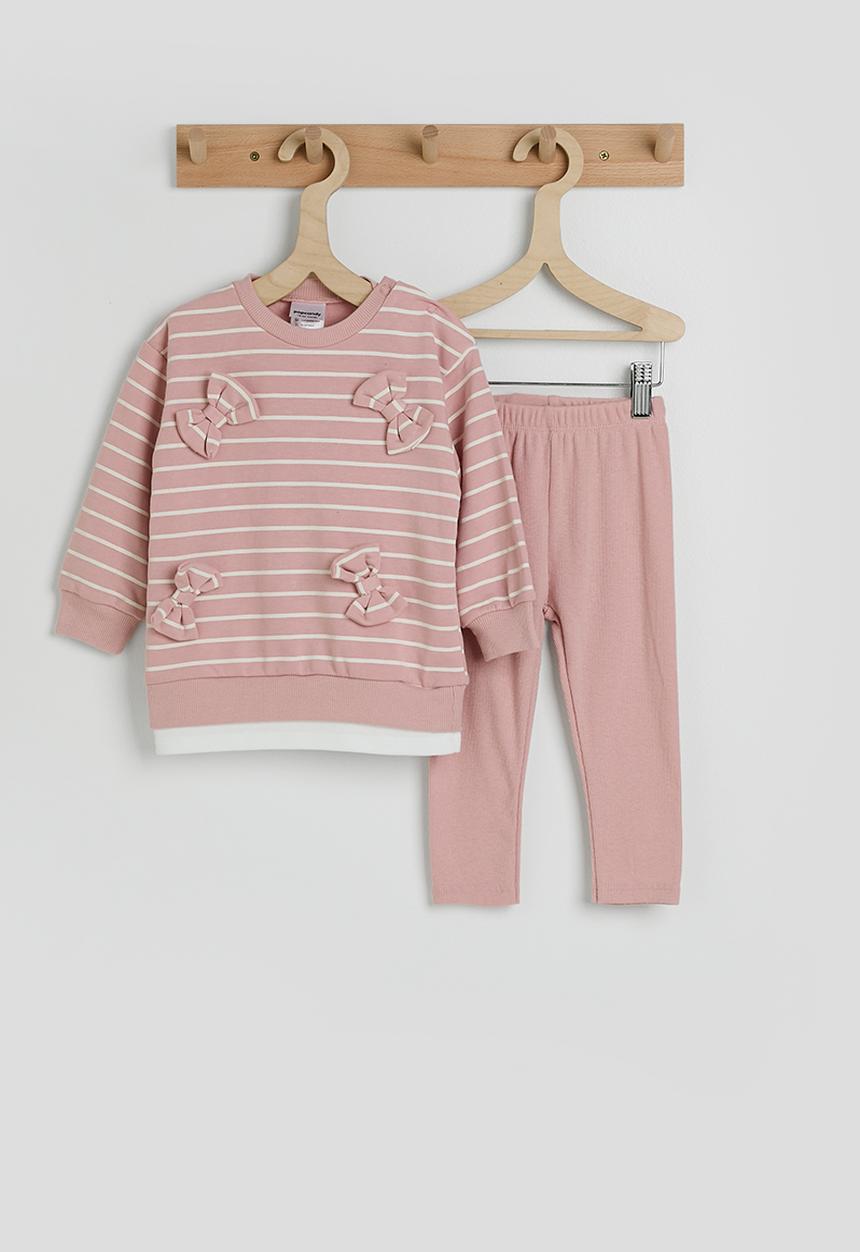 Pop Candy - Bow applique sweatshirt with leggings - pink/stripes