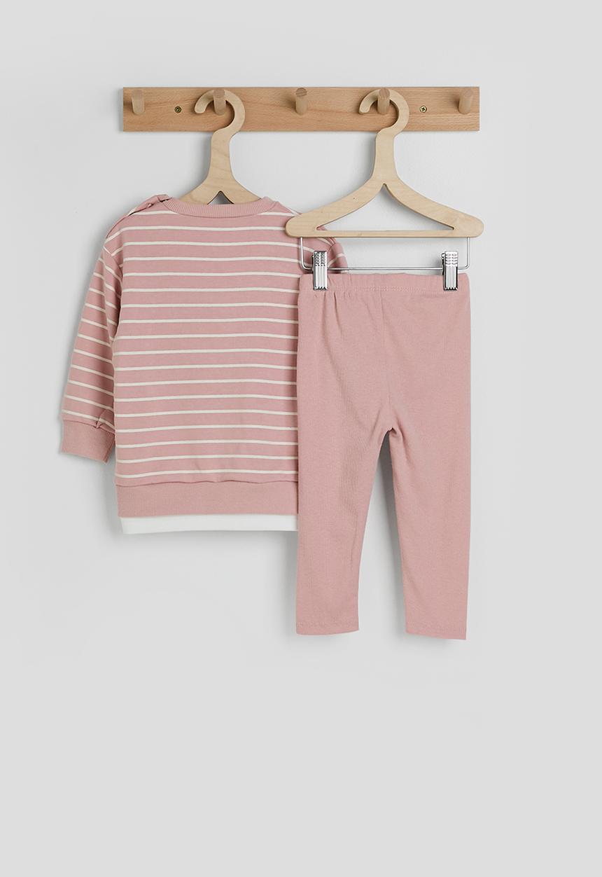 Pop Candy - Bow applique sweatshirt with leggings - pink/stripes