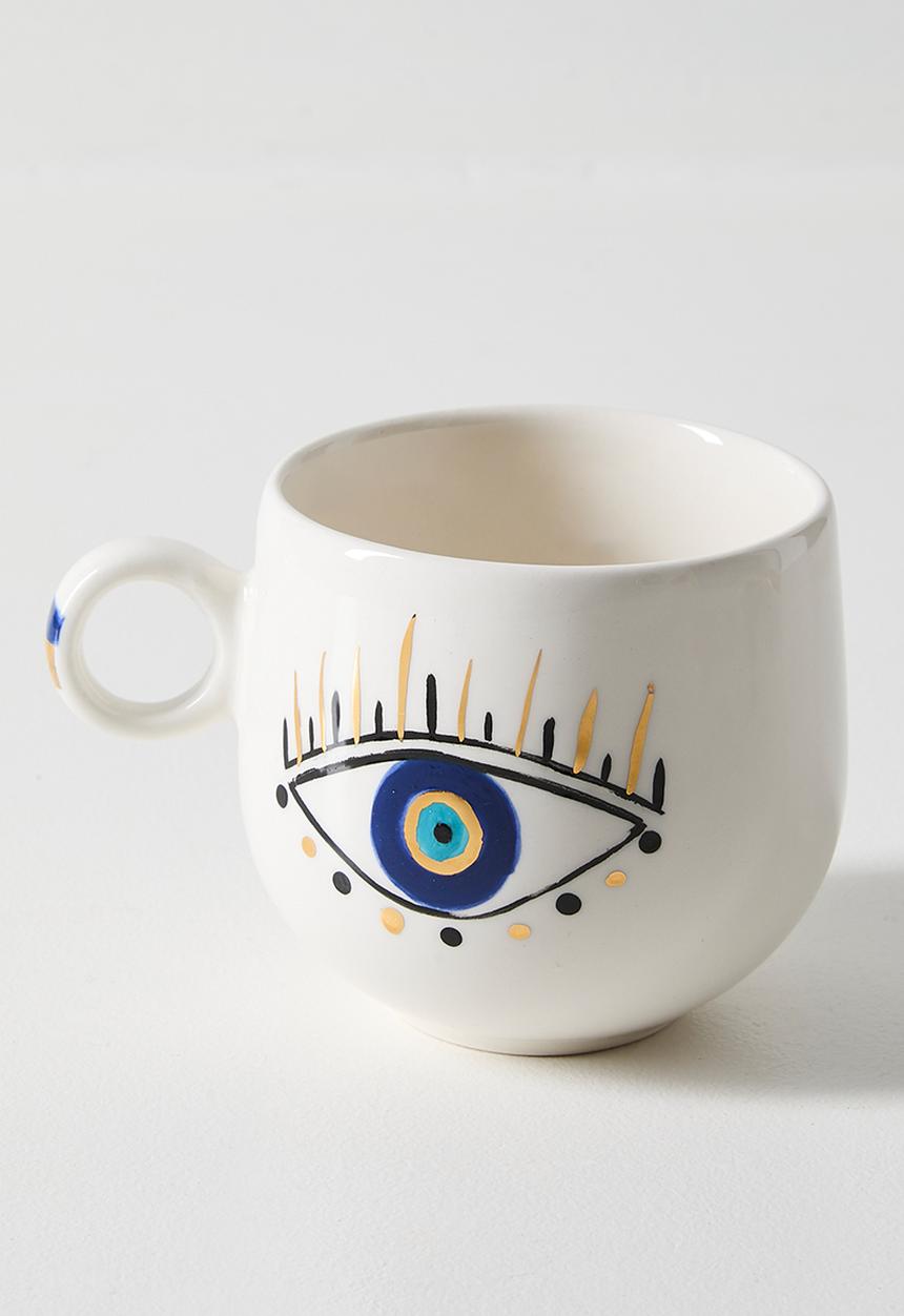 Urchin Art - Bubble Mug B Evil Eye - white