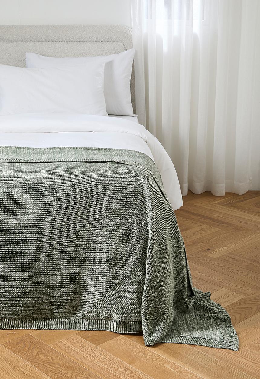 Sixth Floor - Kairo Stone Washed Knit Bed Throw Moss