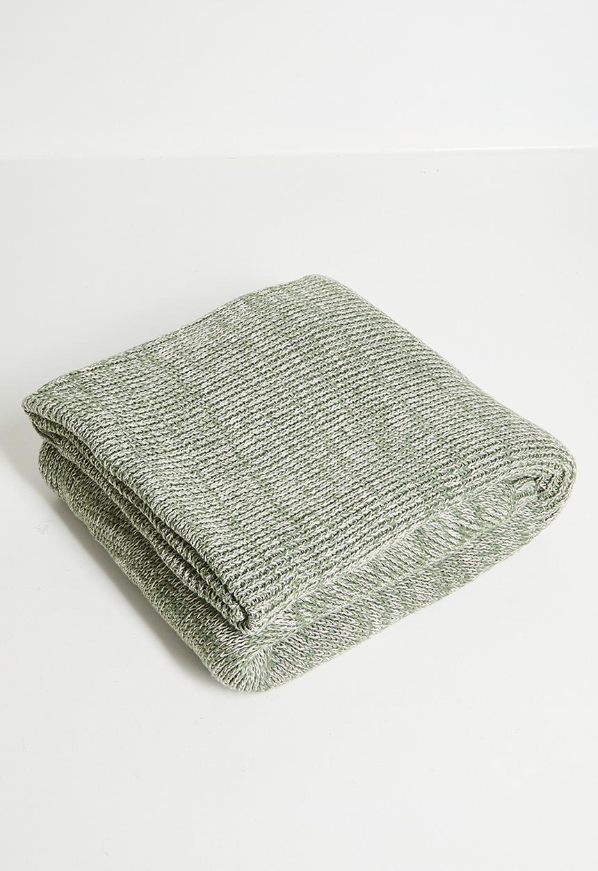 Sixth Floor - Kairo Stone Washed Knit Bed Throw Moss