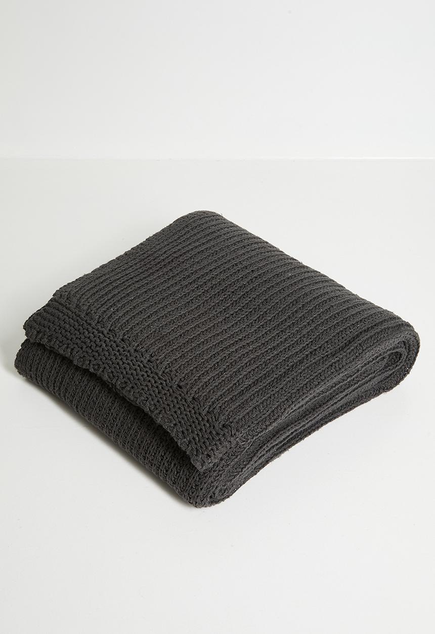 Sixth Floor - Cove Knit Throw Charcoal
