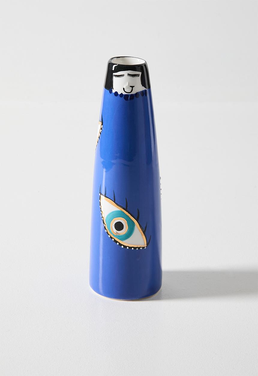 Urchin Art - Mini Figurine Vase Evil Eye - Blue
