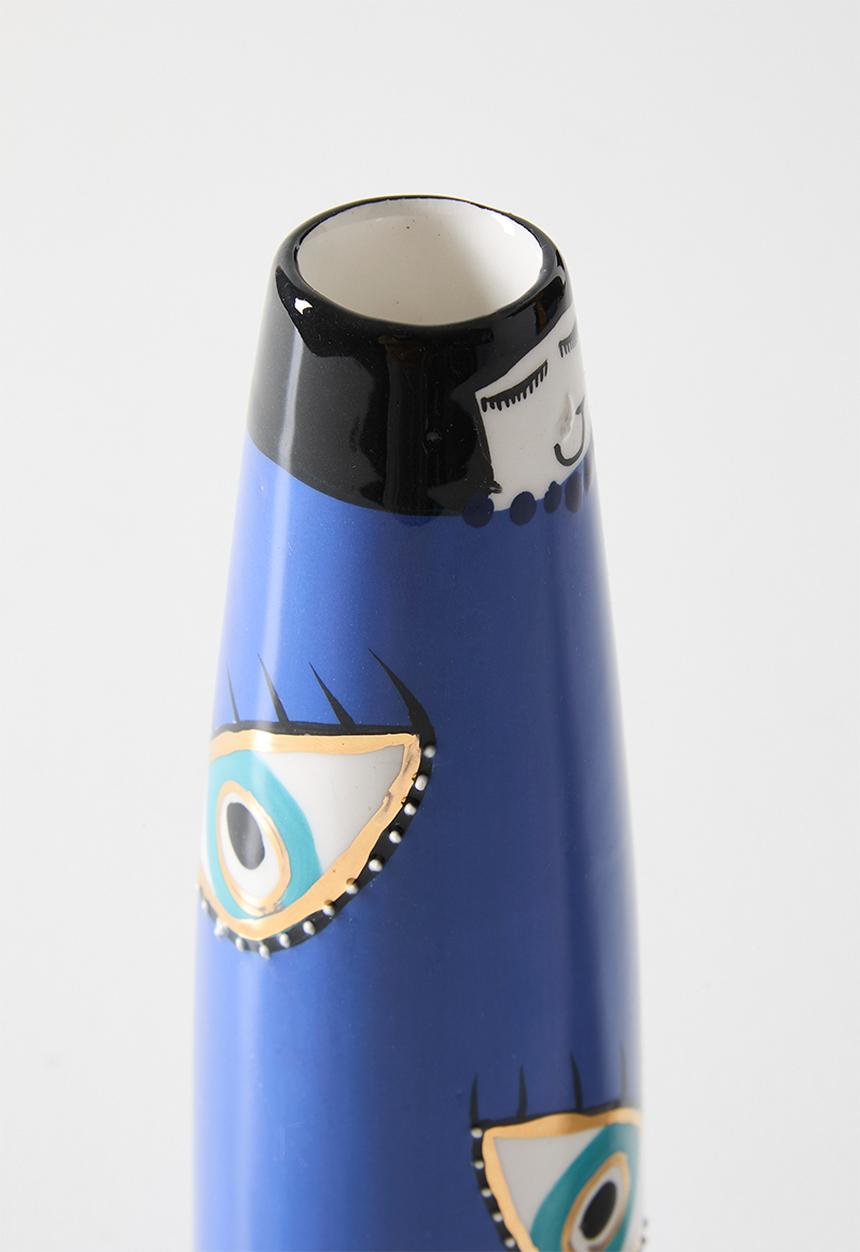 Urchin Art - Mini Figurine Vase Evil Eye - Blue