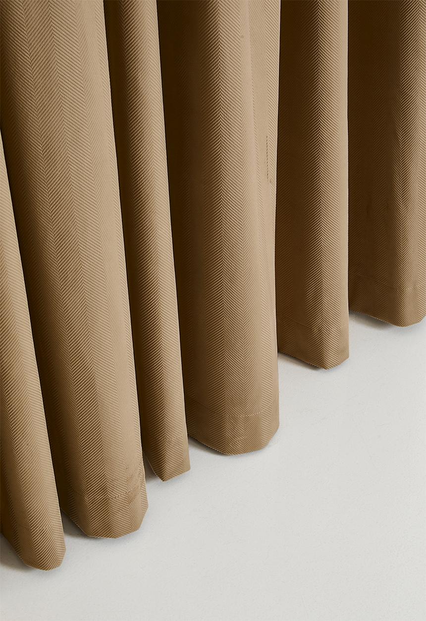 Sixth Floor - Herringbone Velvet Selflined Curtain Taped - Sand