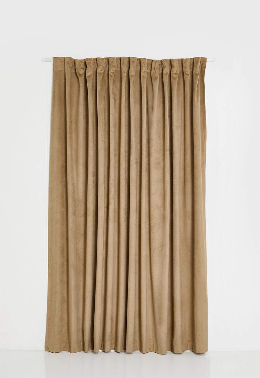 Sixth Floor - Herringbone Velvet Selflined Curtain Taped - Sand