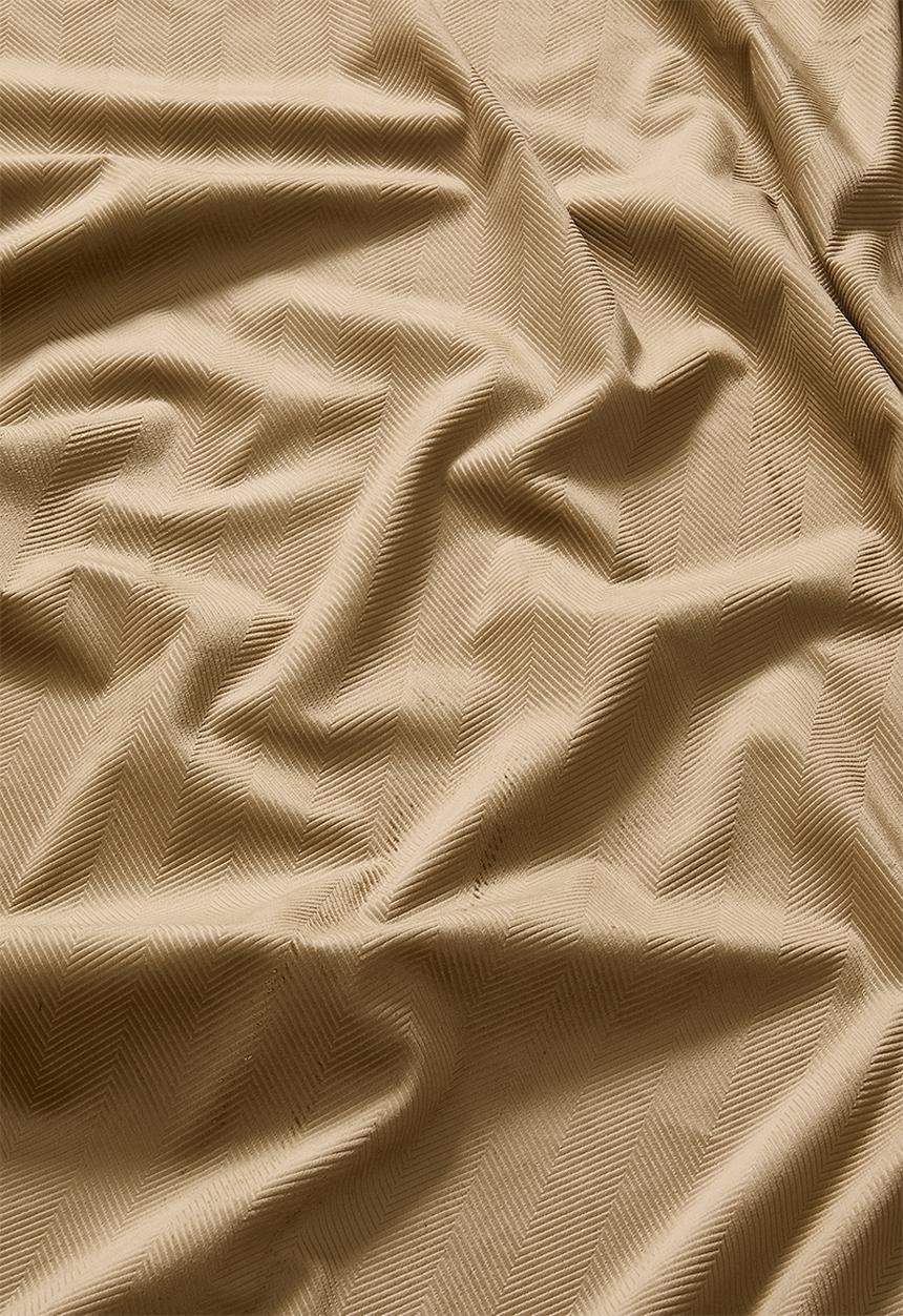 Sixth Floor - Herringbone Velvet Selflined Curtain Taped - Sand