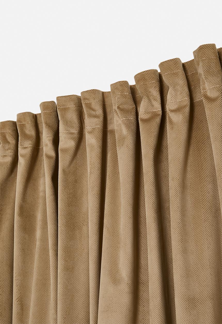 Sixth Floor - Herringbone Velvet Selflined Curtain Taped - Sand