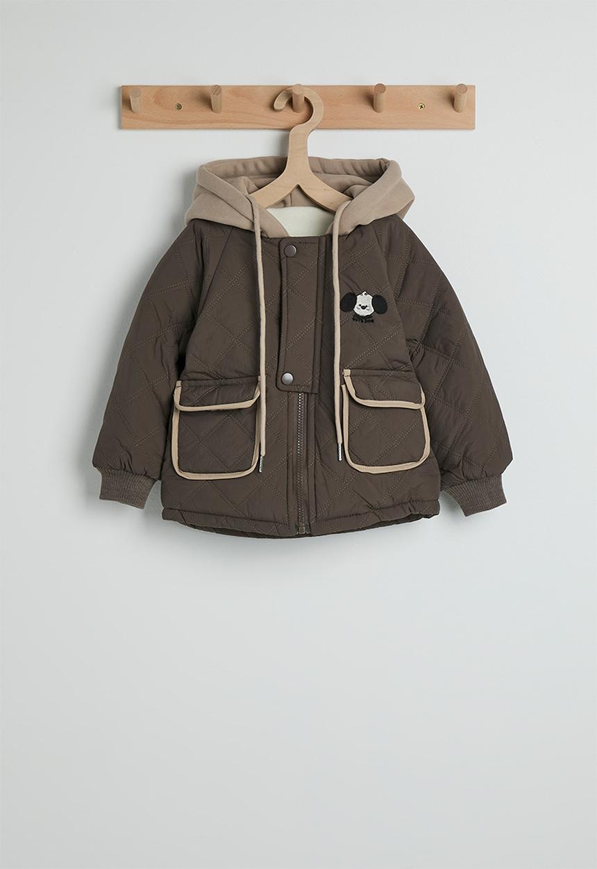 Pop Candy - Diamond quilted jacket with fleece lining - dark brown/bisque