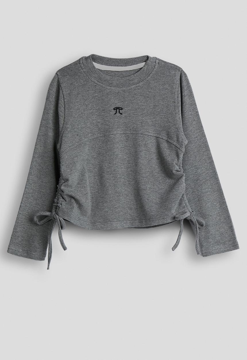 Pop Candy - Drawstring top & midi skirt - grey heather