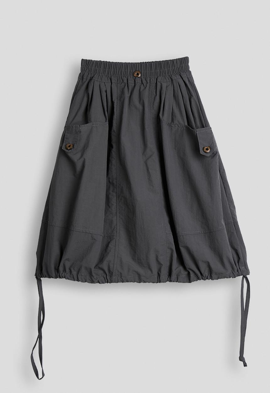 Pop Candy - Drawstring top & midi skirt - grey heather