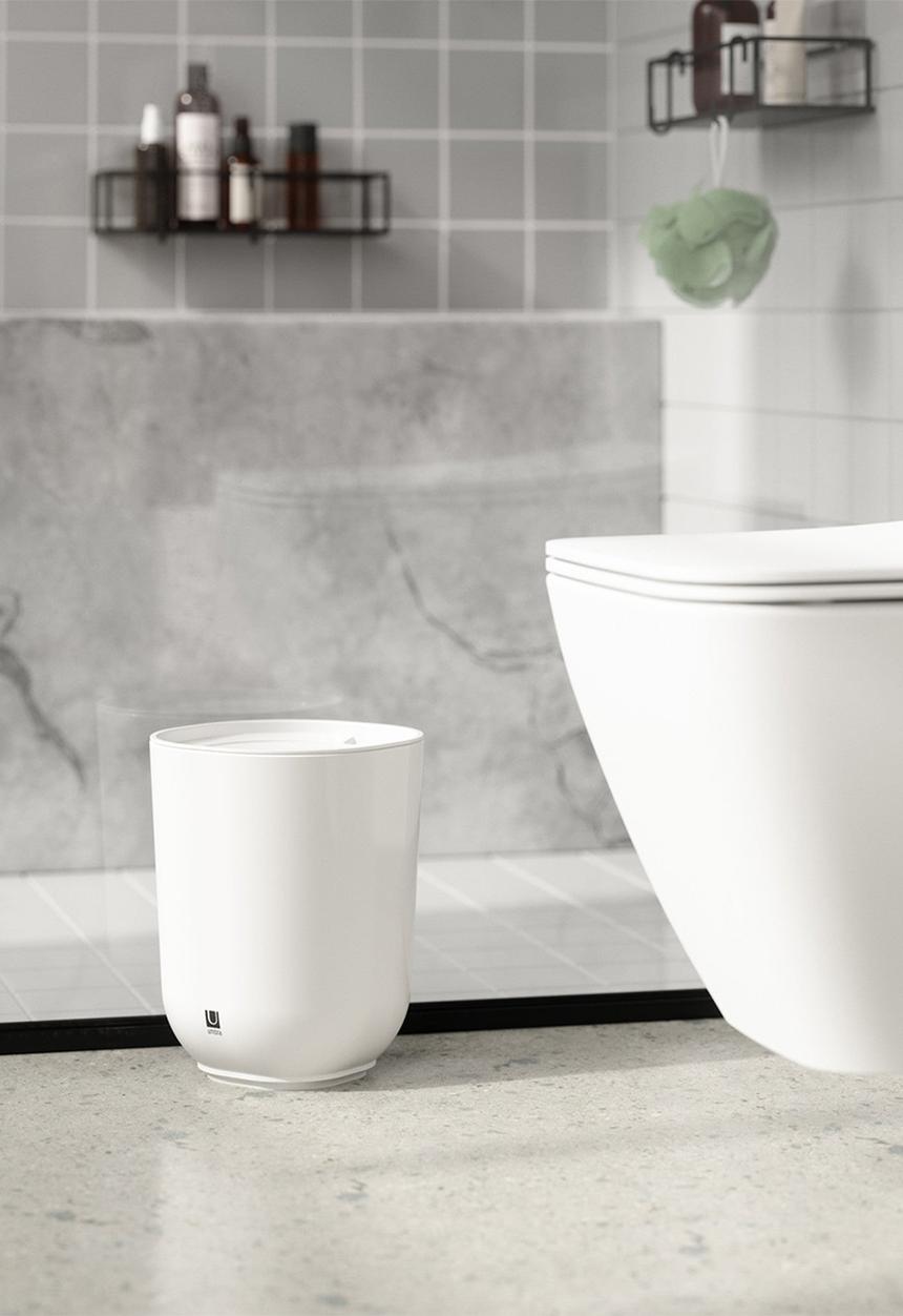 Umbra - Step Waste Can With Lid - White