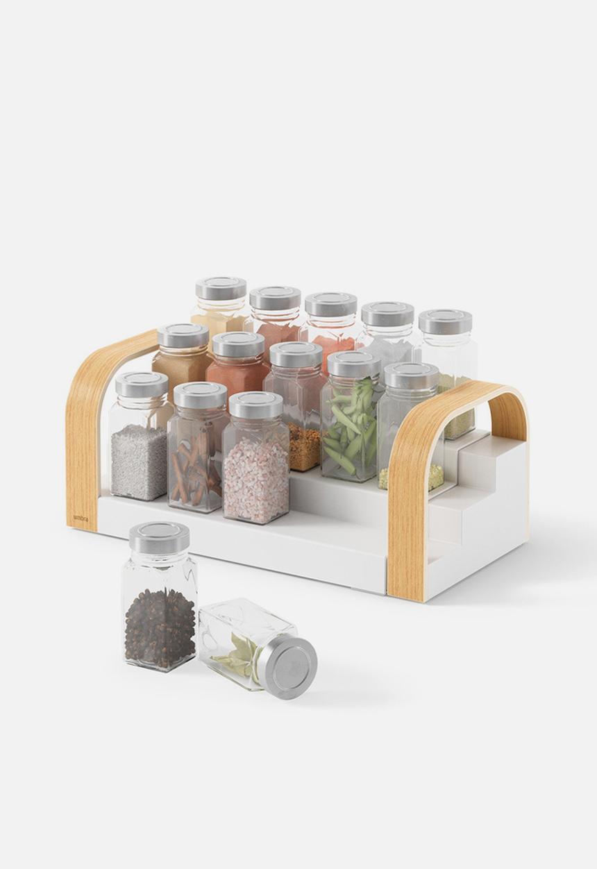 Umbra - Bellwood 3-Tier Spice Shelf - White & Natural