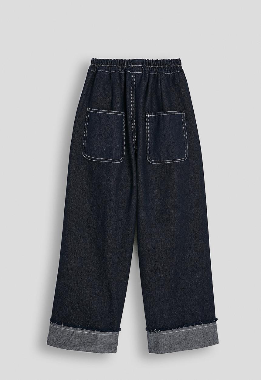Pop Candy - Turn-up cuff jeans with applique mushrooms - navy