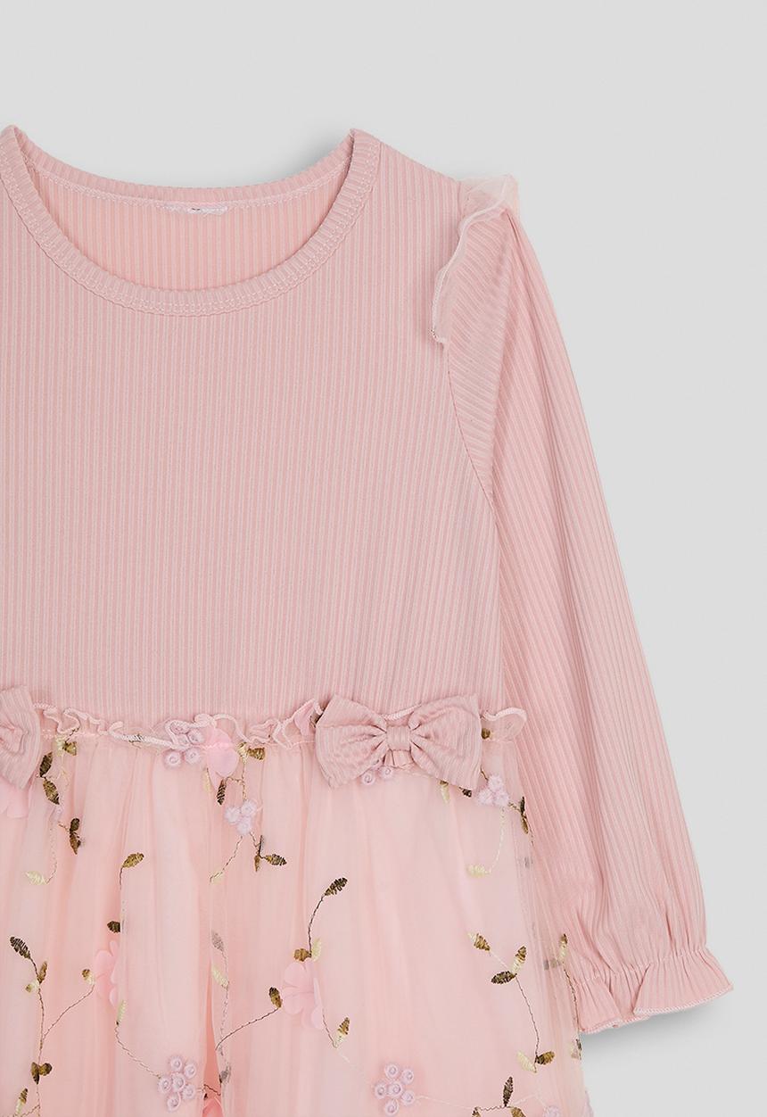 Pop Candy - Embroidered tulle skirt dress - dusty pink